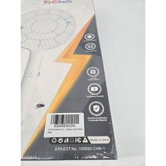 YsChois Electric Fly Swatter Bug Zapper Mosquito Zapper Racket White NEW In Box - Picture 7 of 11